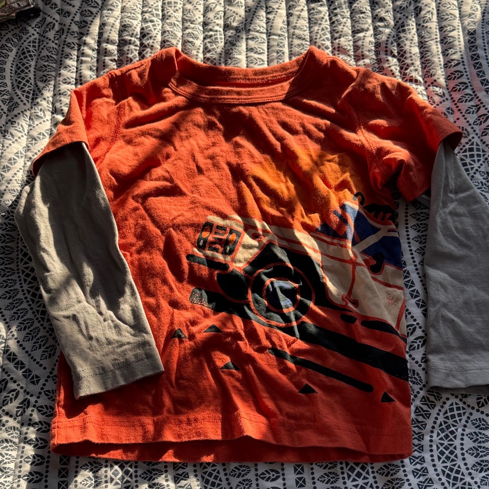 Tea Collection Orange and Gray Long Sleeve Tee